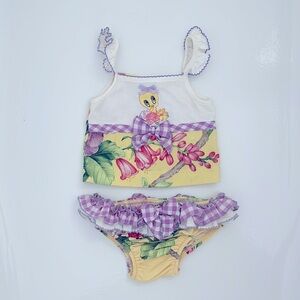 Monnalisa Tweety Bird Girls' Printed Swimsuit w/ Tags Size:‎ 3M